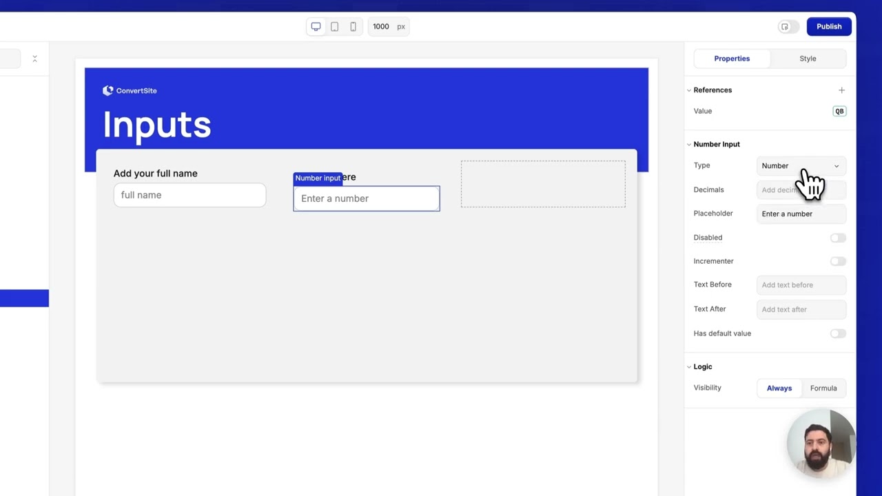Builder Tutorial: Inputs | ConvertSite