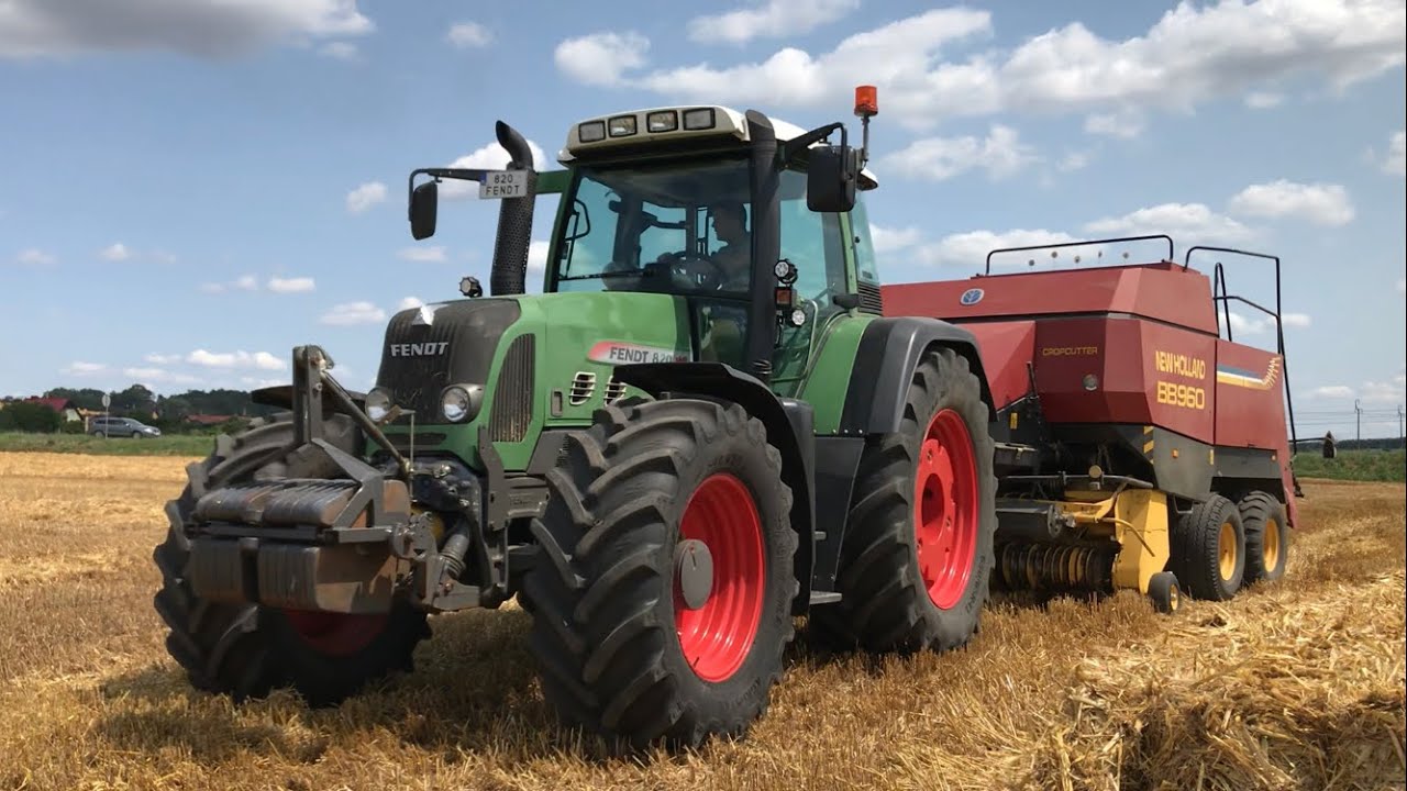 Belowanie słomy 2023 - Fendt 820 Vario TMS & New Holland BB960