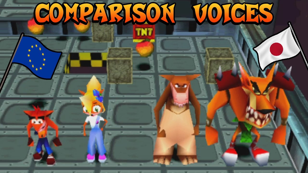 CRASH BASH - ALL VOICES EUROPE JAPAN COMPARISON