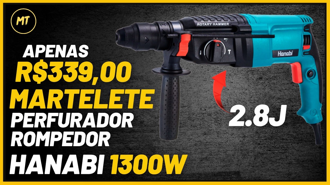 Martelete Hanabi LB110V-5001 3 em 1 – 1300W, 2.8J, Maleta | Rotativo Rompedor - Testes em Concreto!