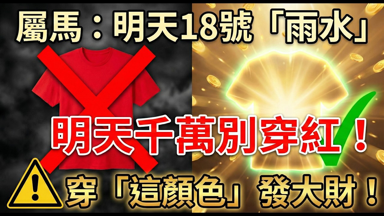 生肖馬：明天2月18號「雨水」，大年初二！屬馬人穿「這顏色」，最能旺財開運！初二這樣穿，讓你大旺一整年！#屬馬2026運勢 #大年初二 #雨水節氣 #本命年 #招財顏色 #偏財運 #2026生肖馬運勢