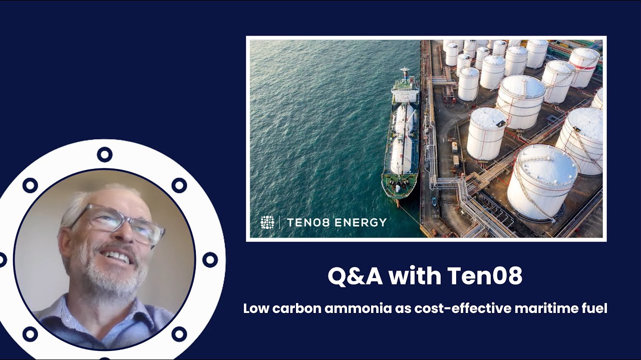 Low carbon ammonia as cost-effective maritime fuel with Ten08