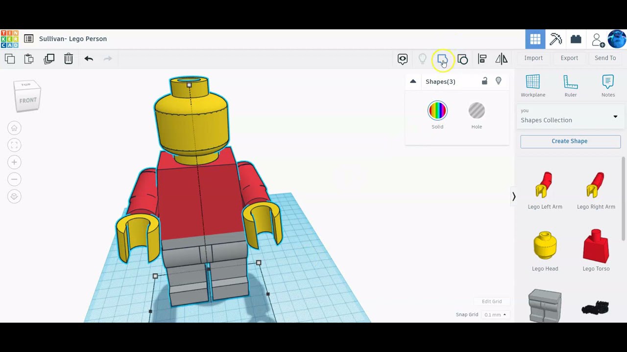 TinkerCAD - Lego Person - Part 5 (Assembly)