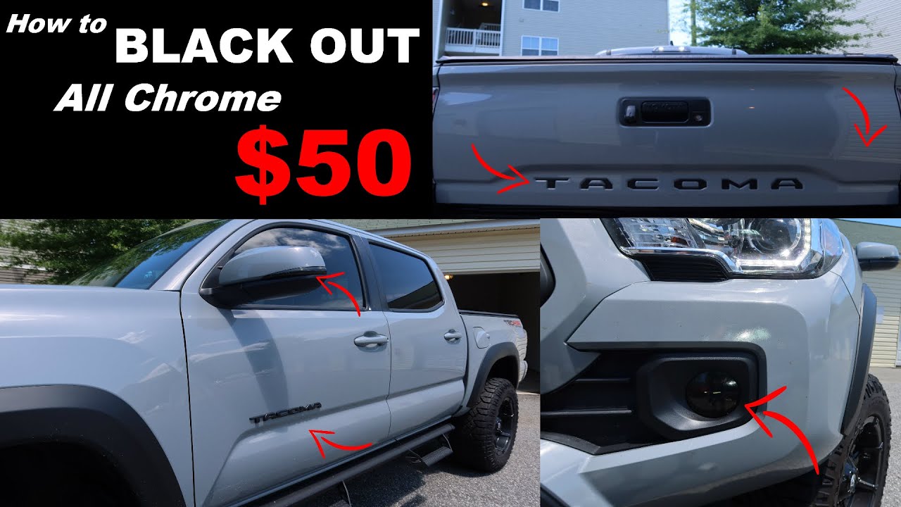 BLACKING OUT my 2020 Tacoma for $50 (How to plasti Dip | Remove Badges | Tint Lights | Tailgate)