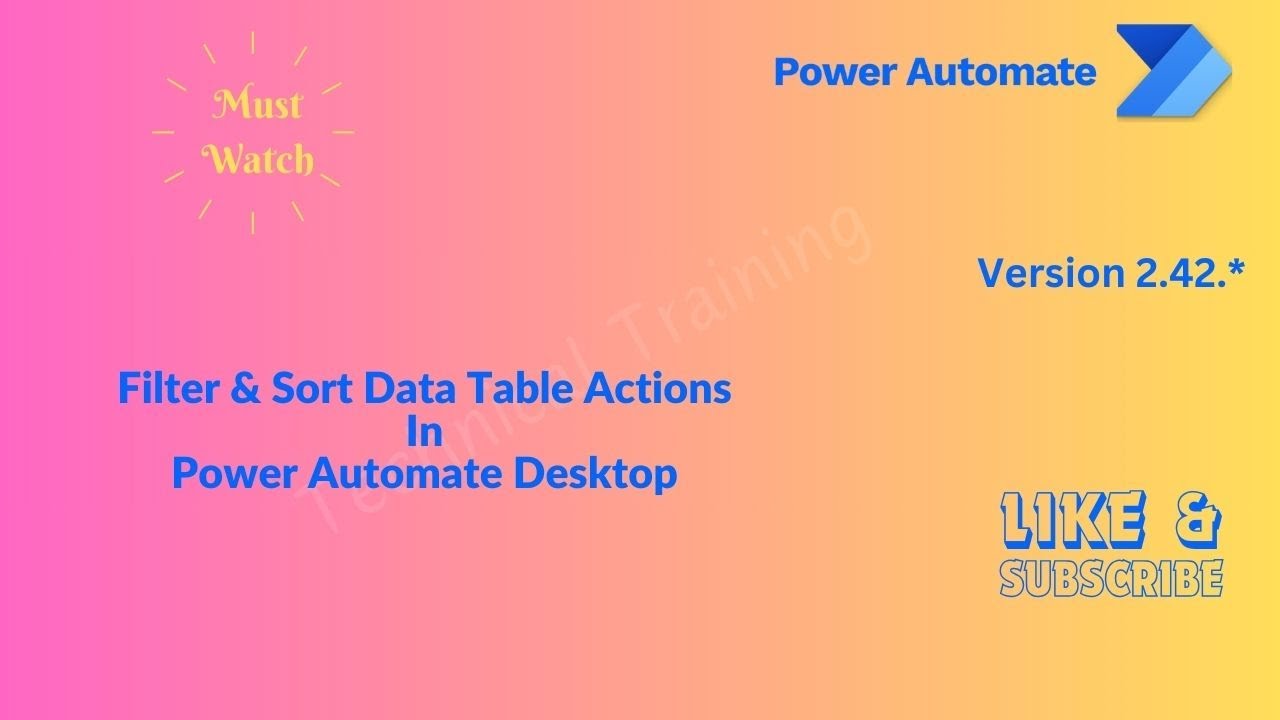 Фильтрация и сортировка действий таблицы данных в Power Automate Desktop