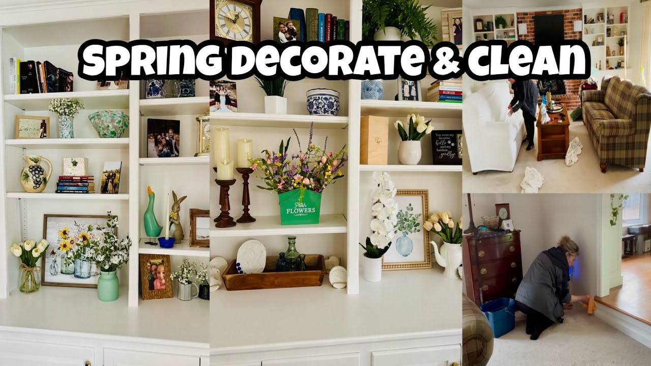 FAMILY ROOM CLEANING & SPRING DECORATING/ plus some plant care 