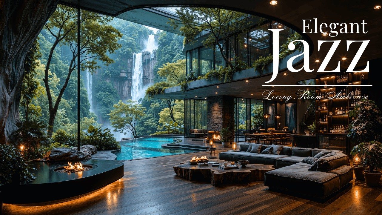 Elegant Jazz at Nature Living Room Haven | Instrumental Jazz with Serene Nature for Relaxing