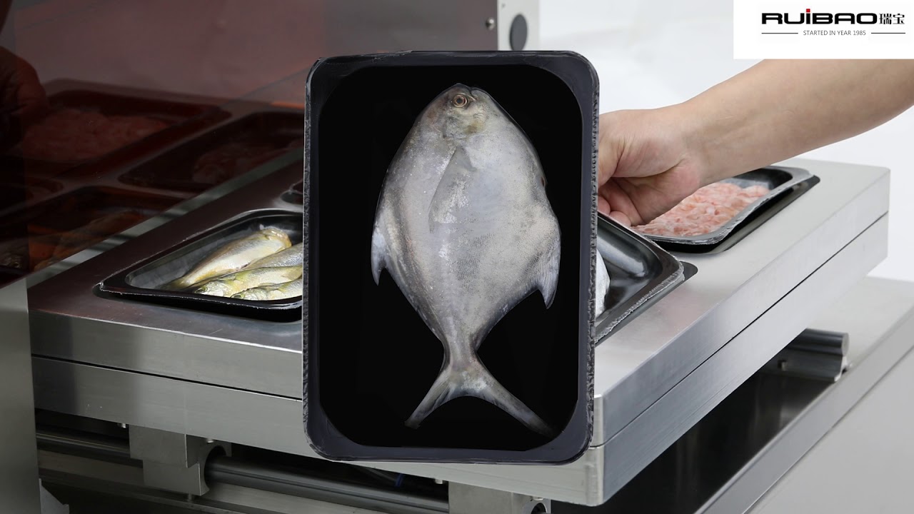 semi atutomatic vacuum skin packaging machine for fish and meat
