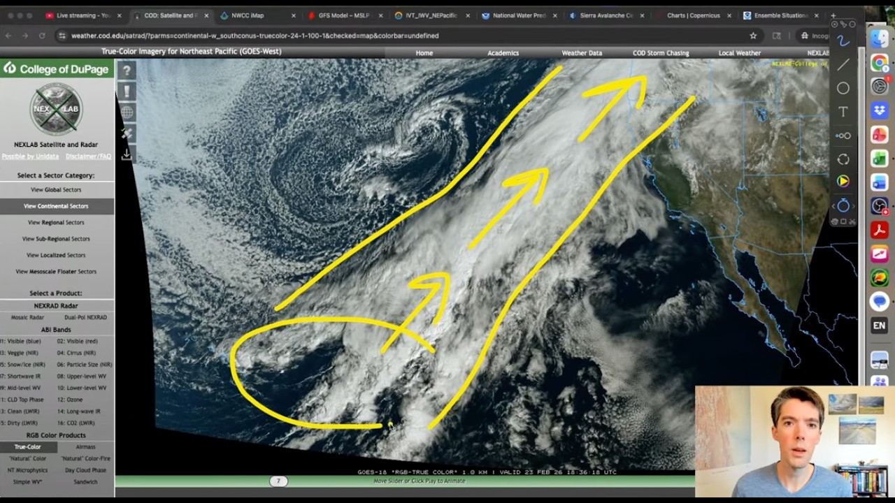 An extremely warm atmospheric river in California, but flood risk modest; plus snowpack update