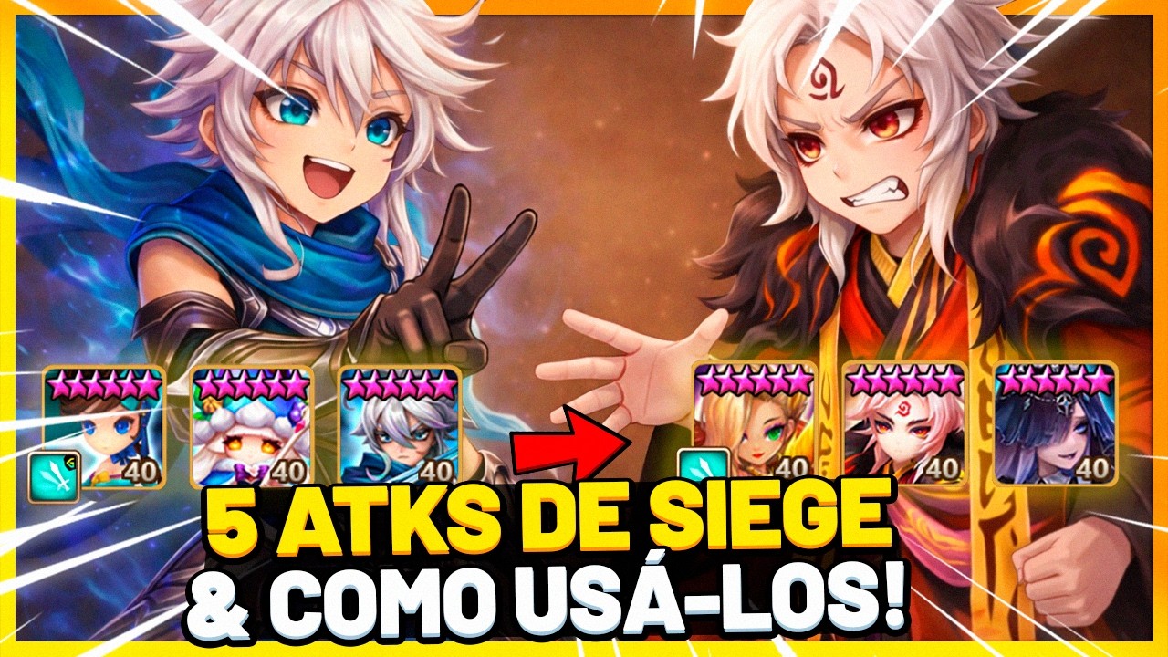 GUIA DE ATAQUES NA SIEGE! 5 TIMES PARA USAR E QUAIS DEFESAS ELES FUNCIONAM CONTRA! SUMMONERS WAR