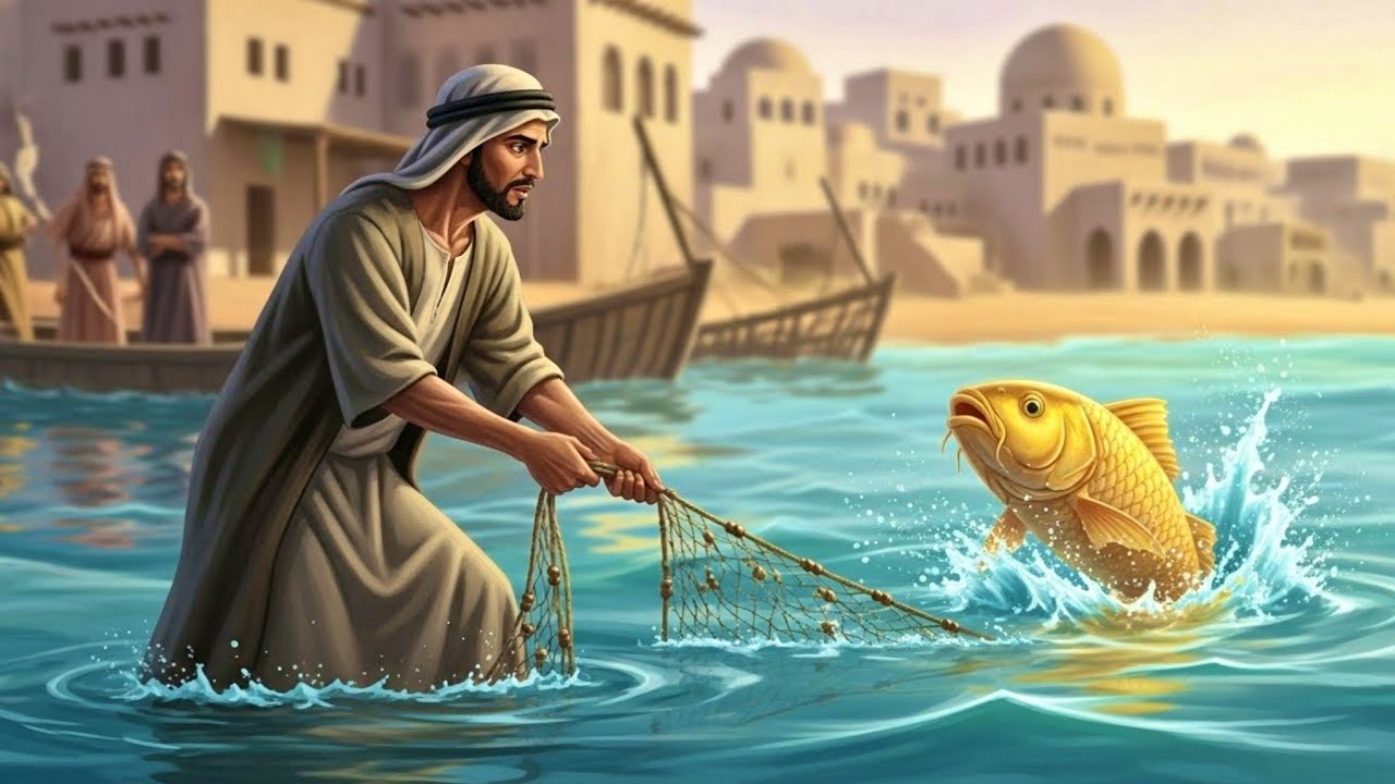 #قصة_الصياد الفقير والملك الظالم والسمكة العجيبه التي غيرت حياته!!