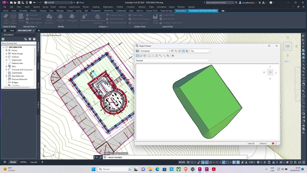 EXPLANACION SIMPLE Y REPORTE DE VOLUMEN EN CIVIL 3D