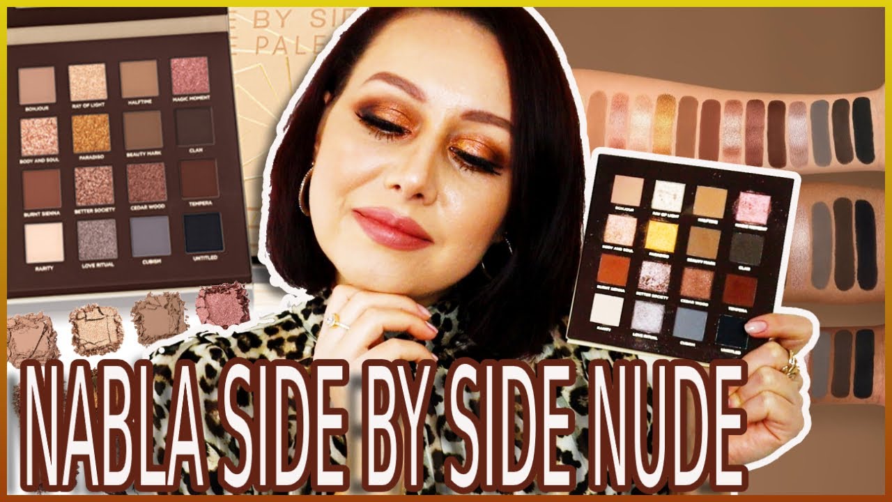 Новинка Nabla Side by Side Nude palette 4 макияжа подробные свотчи и сравнение