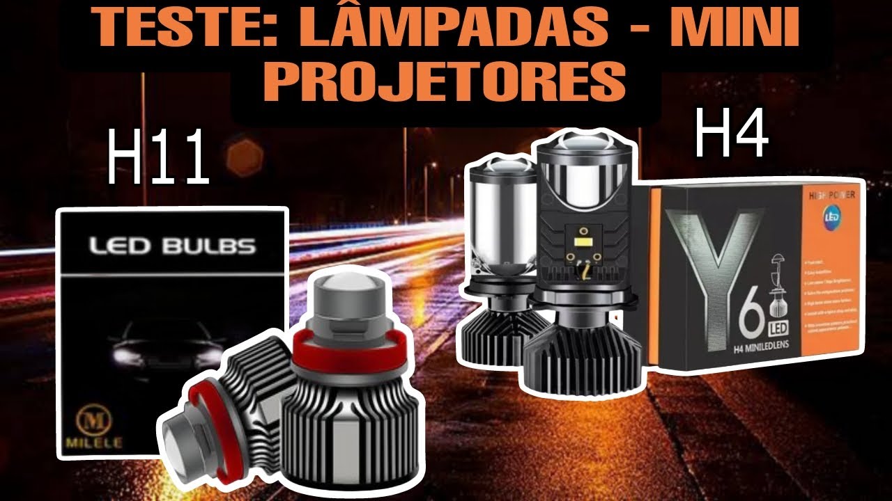 Farol led lâmpada H4 e H11 6500K mini projetor
