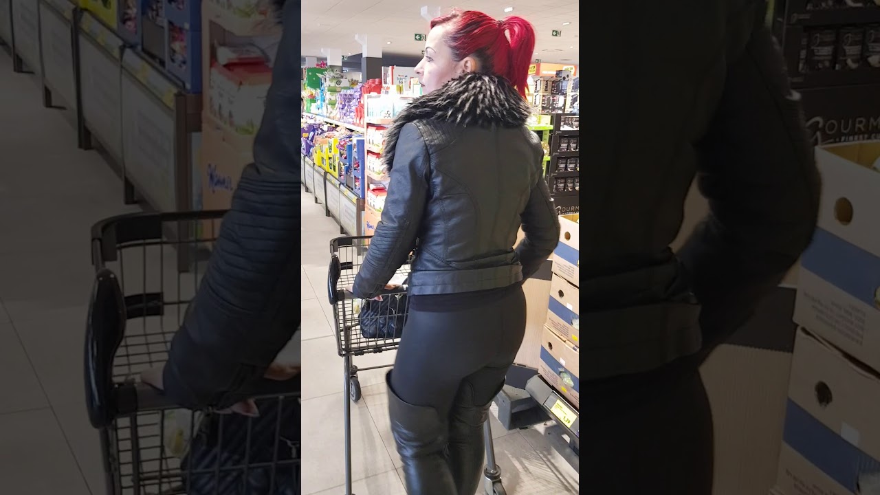 Shopping Tour in crotch high boots