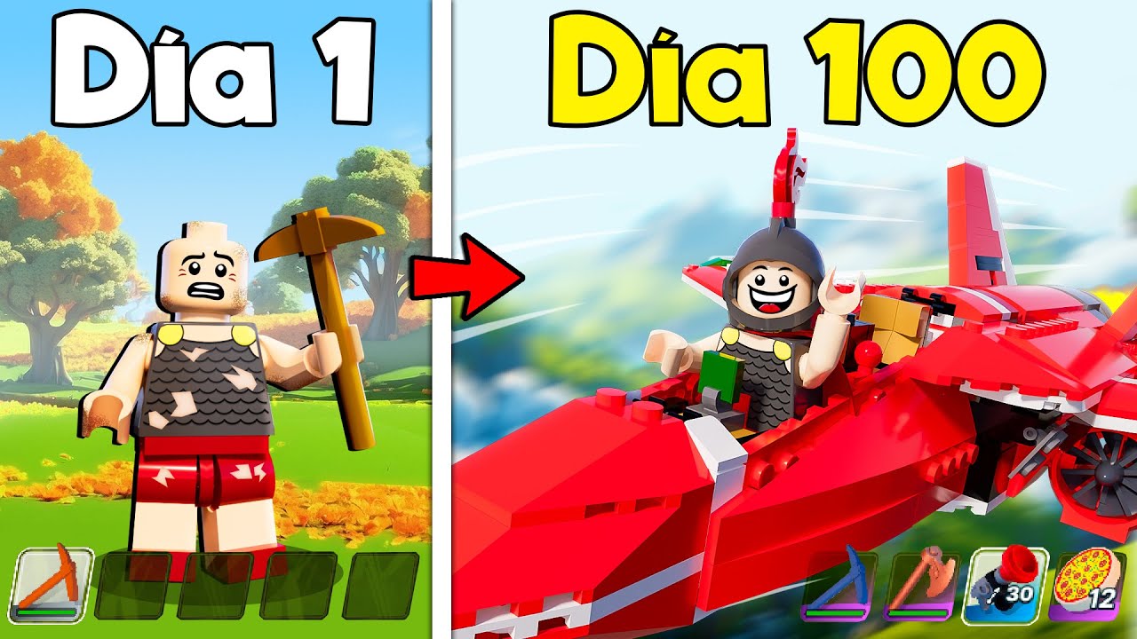 Sobreviví 100 DÍAS en LEGO FORTNITE 😅😱 Pasé de NOOB a PRO con Los Compas