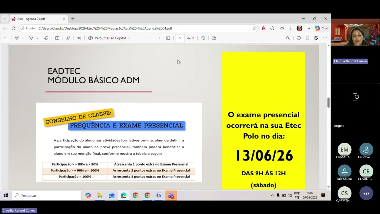 AULA ON LINE AGENDA 04   MOD I ADM