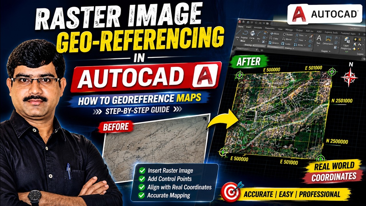 Raster Image Geo-Referencing in AutoCAD II How to Georeference and Maps in AutoCAD @cadbypatelsir