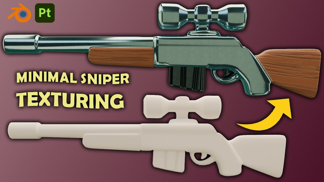 Minimal Stylized Sniper Rifle | Blender & Substance Painter Workflow | Part 2 : Texturing