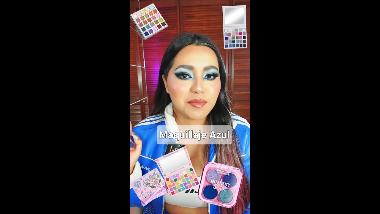 Maquillaje azul con cuarteto de Pink up