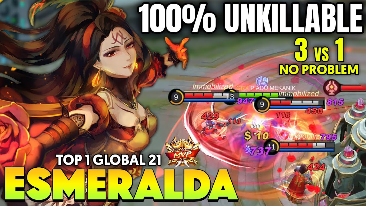 1 VS 3 UNKILLABLE !! ESMERALDA BEST BUILD 2021 - TOP GLOBAL ESMERALDA GAMEPLAY ~ MLBB
