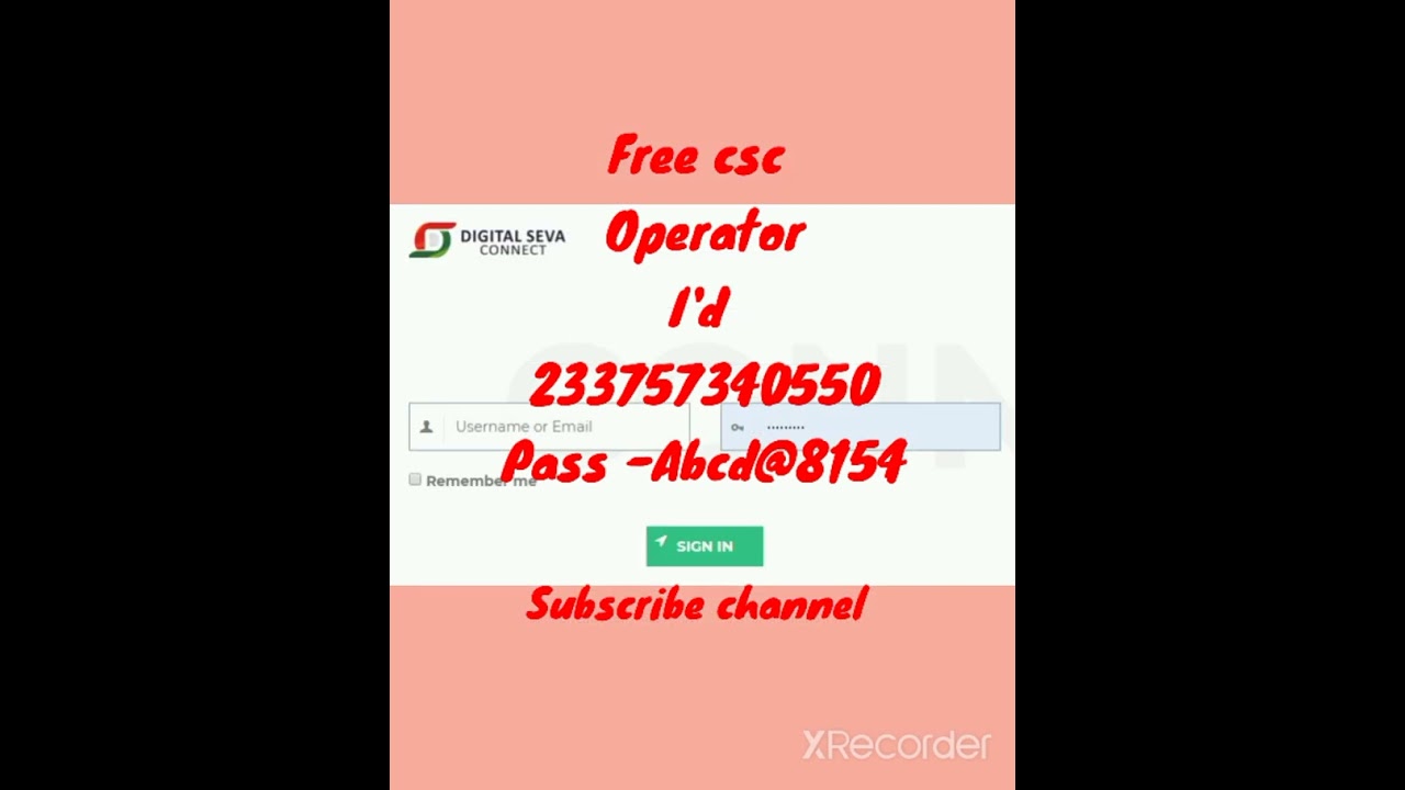 csc operator I'd free csc help pm kisan e kyc I'd and password free 2022