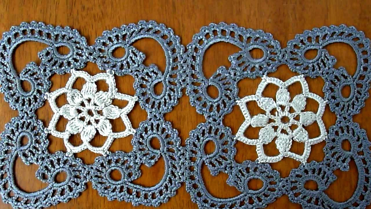 تطبيق وحدة كروشي على شكل دونتيل مع قراءة الباترون وطريقة التشبيك        motif crochet avec patron