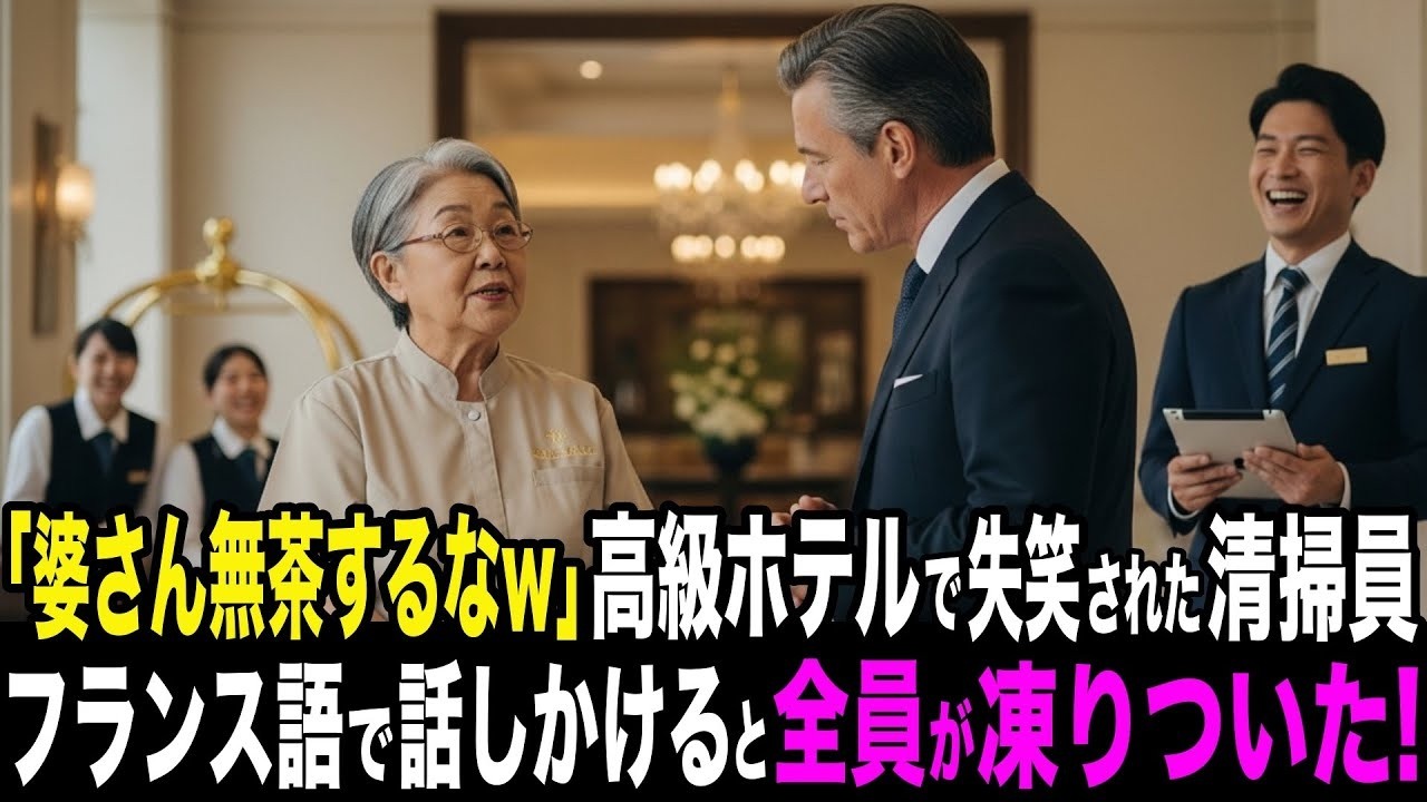 高級ホテルで清掃員のおばさんがフランス語に戸惑うと、周囲は失笑。しかし次の一言で場が凍りついた…！