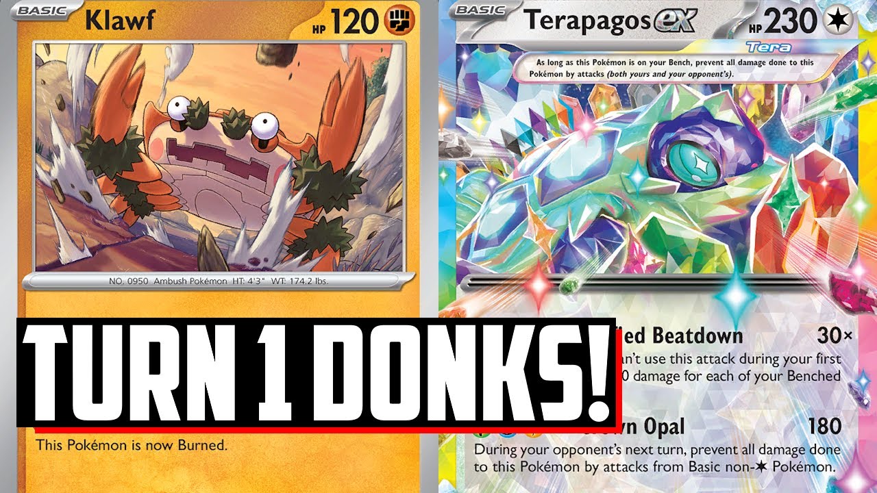 BEST TURN 1 KO DECK! Klawf and Terapagos ex! - (Pokemon TCG Deck List + Matches) - Surging Sparks