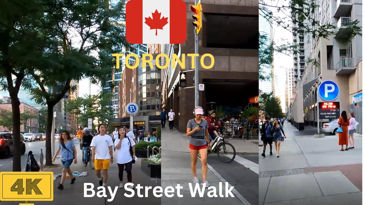Walking Tour Toronto Bay Street 4K || Virtual Tour Downtown Toronto Canada