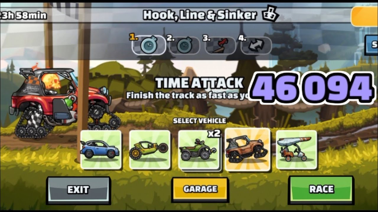 Hill Climb Racing 2 - 46094 points in HOOK, LINE & SINKER TEAM EVENT 