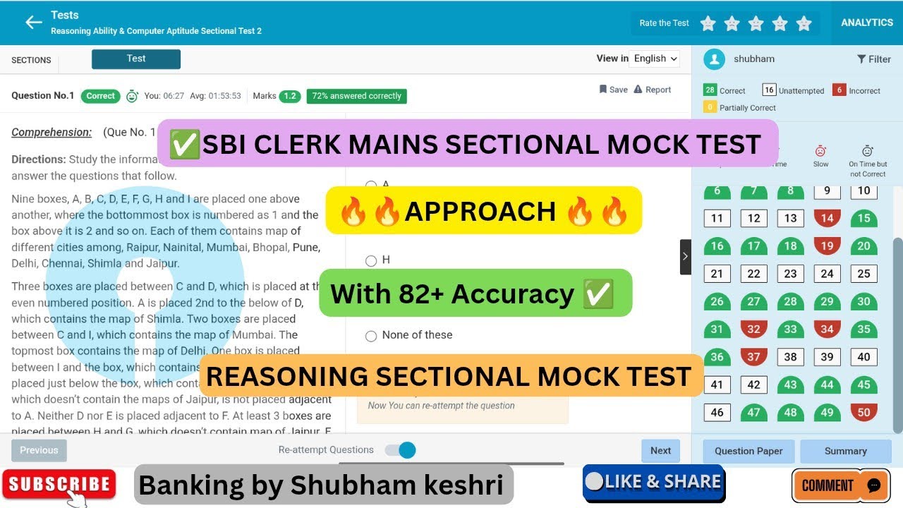 SBI Clerk Mains 2025 | Reasoning Section Full Mock Test | Puzzle + Seating + Coding Decoding #sbi