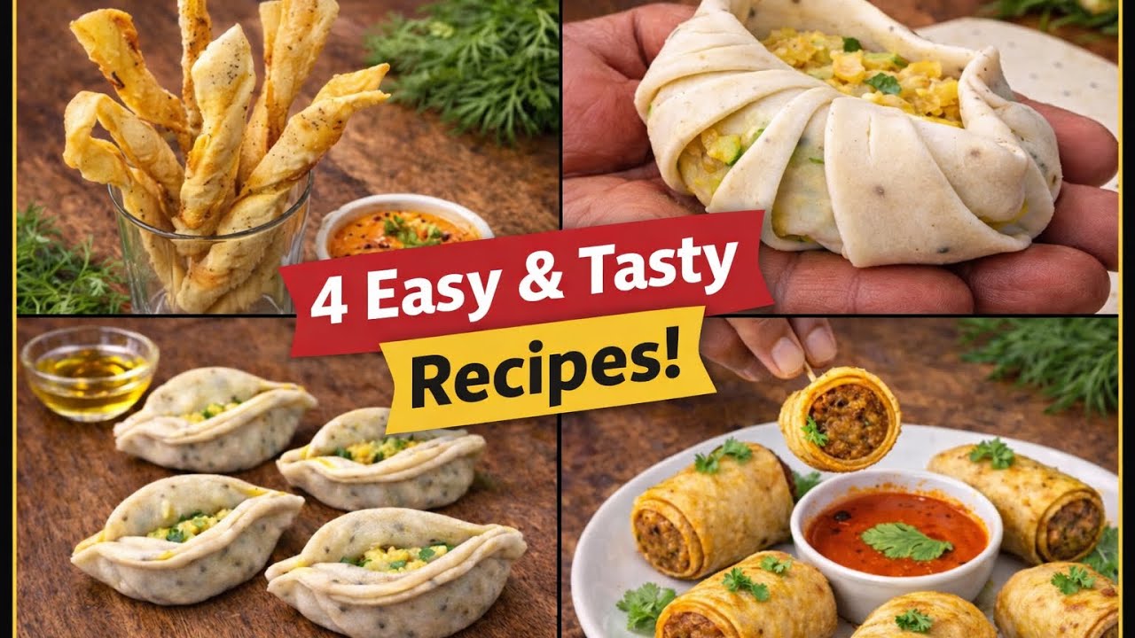 🤯  एक ही आटे से 4 जबरदस्त नाश्ते | 1 Dough = 4 Amazing Recipes!  Easy breakfast | Nashta