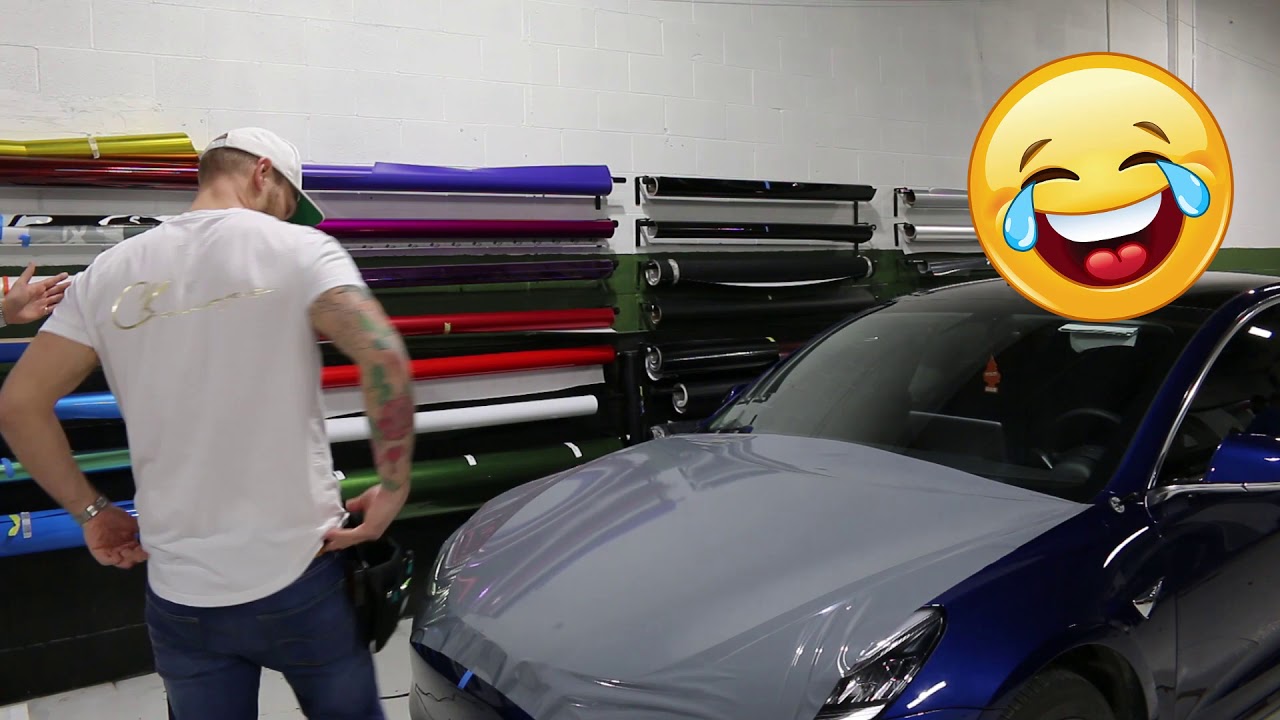 BEST VINYL WRAP ? - Tesla Model 3 Gloss Nardo Grey Hood Wrap ZERO Scratches!