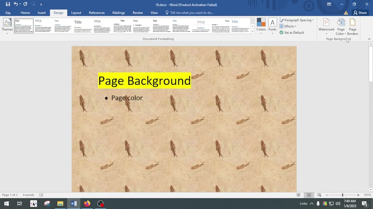#18  Background color etc in Microsoft Office Word.  Md Sohan Ali, work24 Sohan