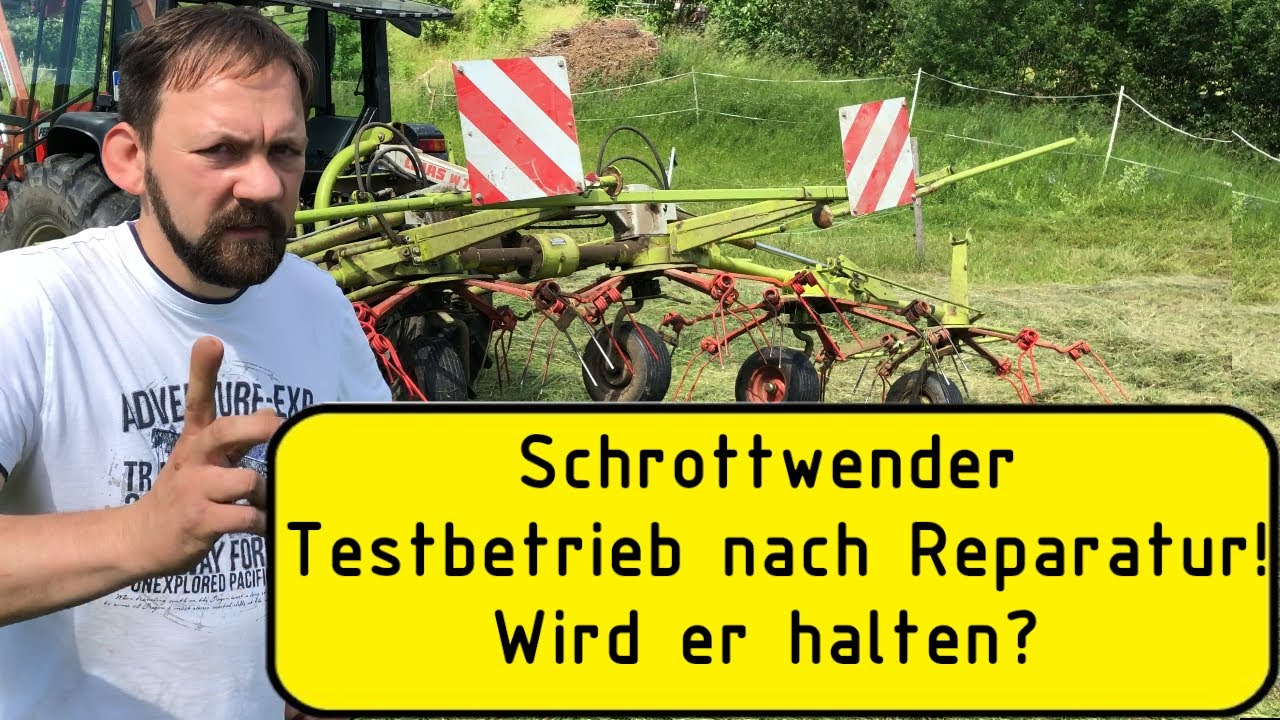 Funktionstest Claas Volto Heuwender. Nach gelungener Reparatur efolgt endlich der Funktionstest.