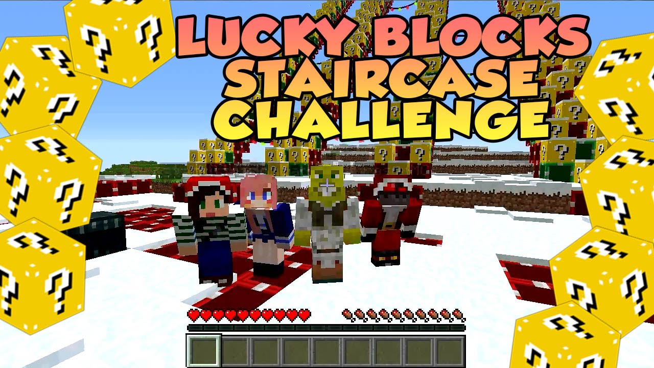 Lucky Block Staircase Challenge w/ Lizzie, Stacy & Graser