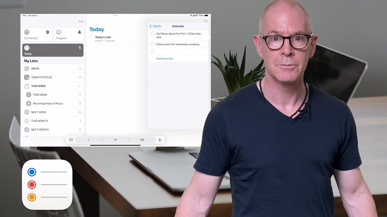 Создание подзадач в Apple Reminders
