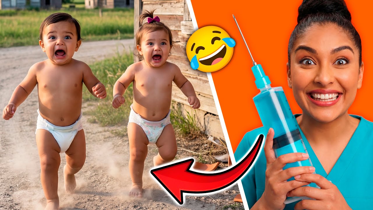 Bebés enamorados huyen de la enfermera con jeringa 💉👶😅 