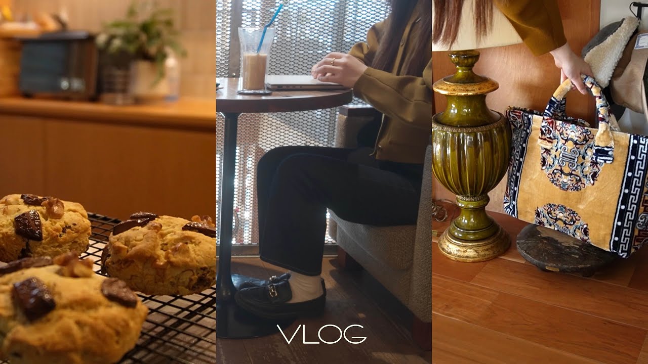 [VLOG]久しぶりの家_東京&北海道の購入品紹介/ひとりカフェ/簡単スコーン/明太子フォカッチャ作り