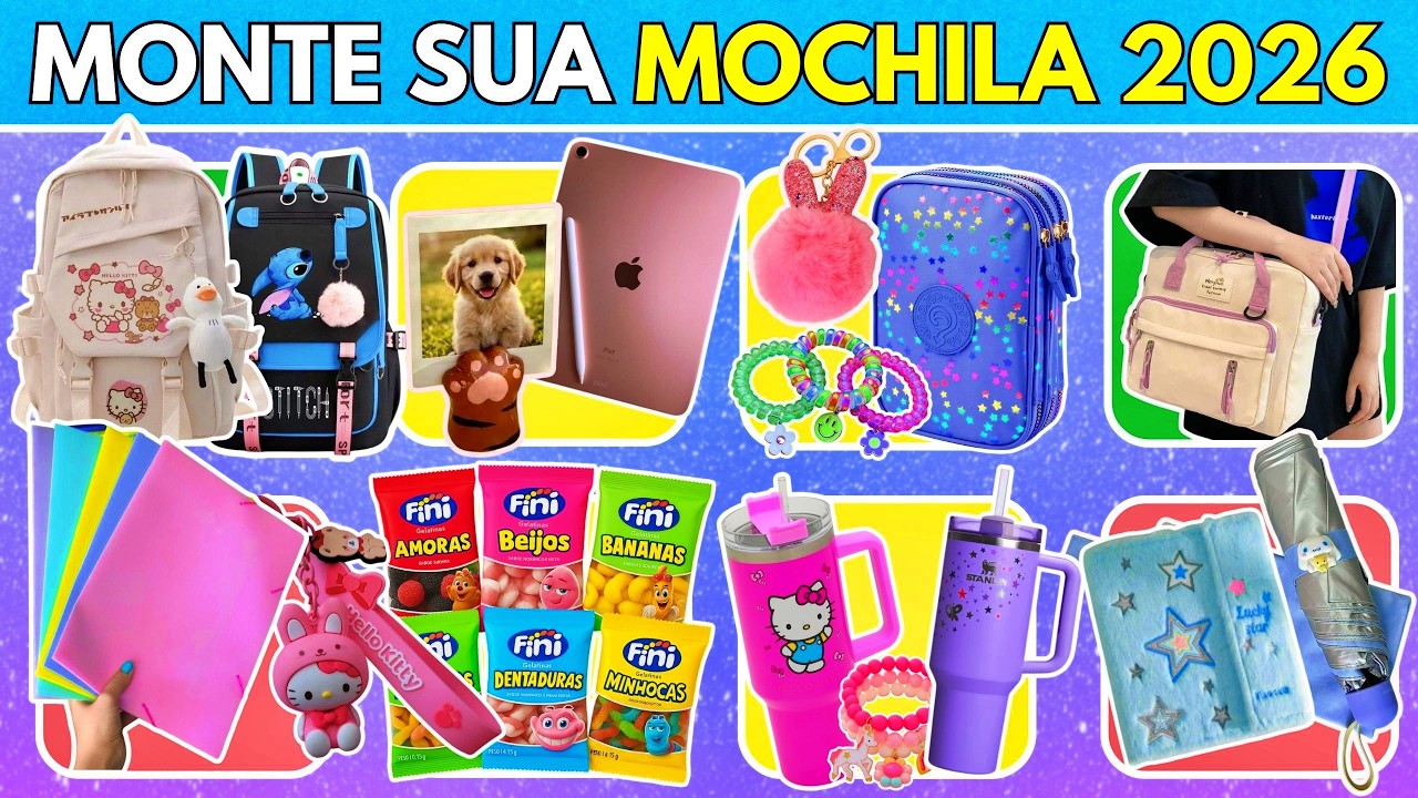 ✨ MONTE SUA MOCHILA FASHION 2026 🎒🩵 #quiz #materialescolar