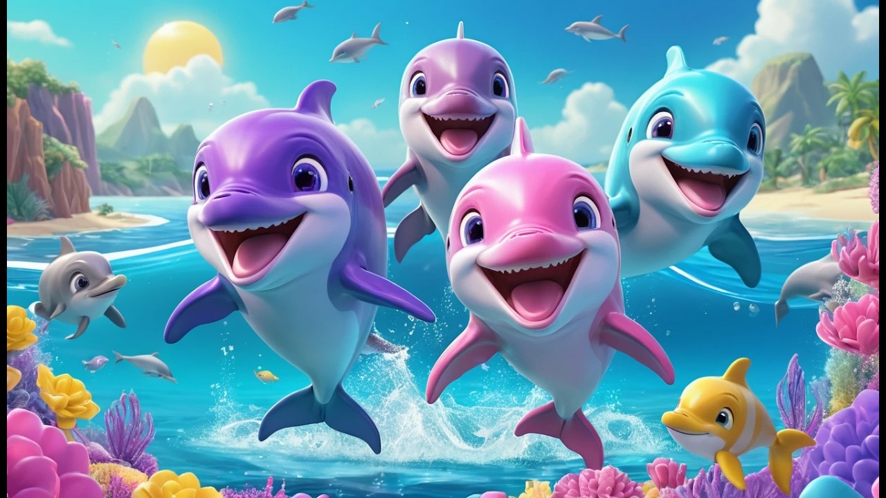 Five Little Dolphins Twirl Twirl Twirl 🐬 | Ocean Dance & Counting Song for Kids
