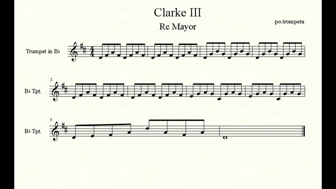 Clarke Technical Studies #3 - Trompeta (Re Mayor) / D