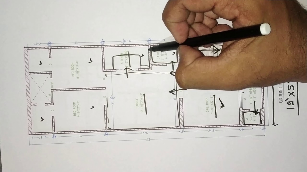 19x52 House plan | HAMI Institute | ADBZ Architects