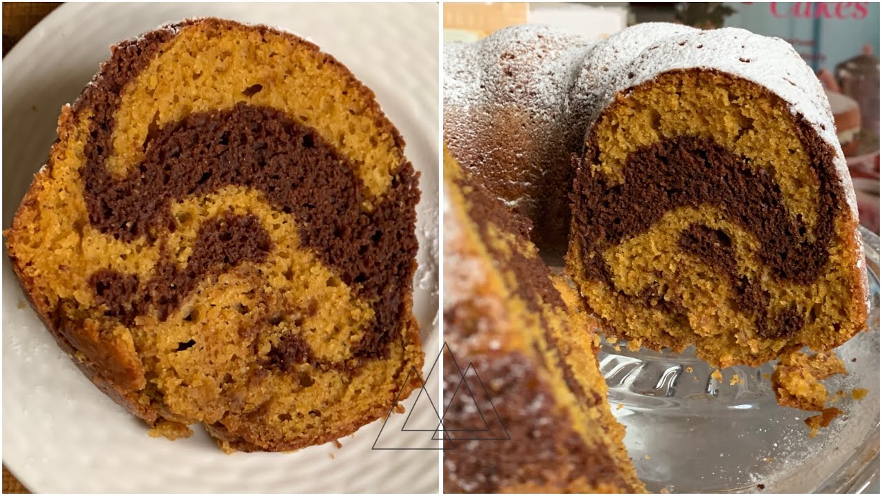 ‏Pumpkin Marble Cake | كعكة اليقطين الرخامية