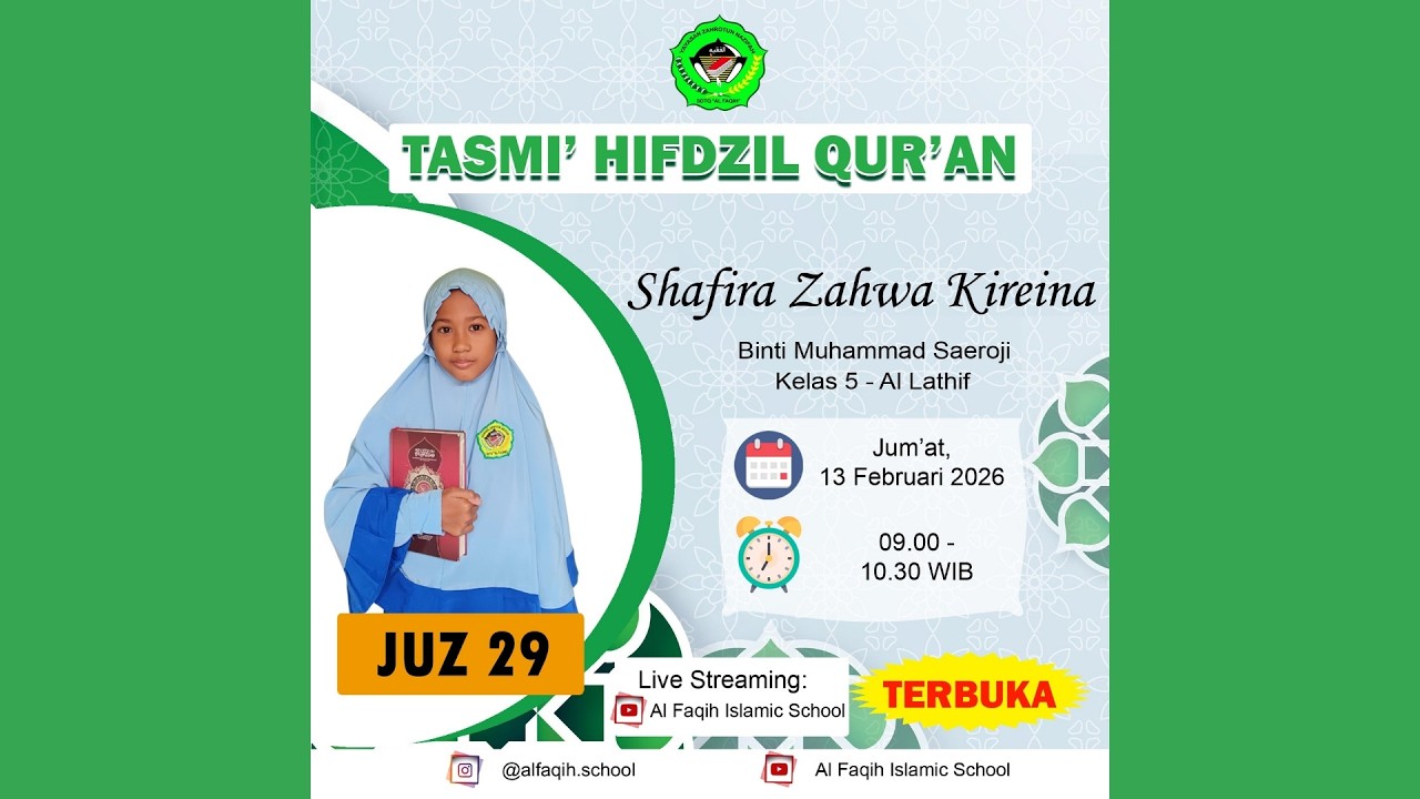 Tasmi' Hifdzil Qur'an Juz 29 SDTQ AL FAQIH | Shafira Zahwa Kireina