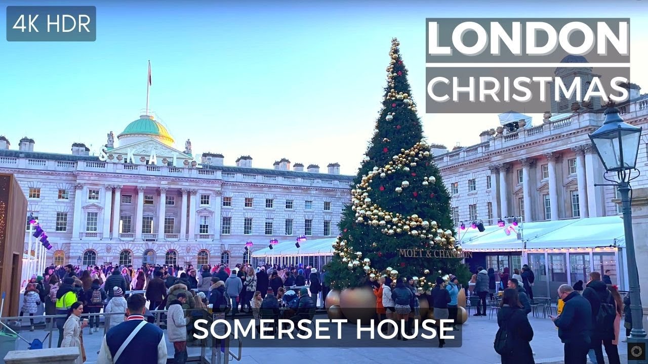 Ice Skating at Somerset House: A Sunset Walk in Strand London during Christmas - 4K HDR