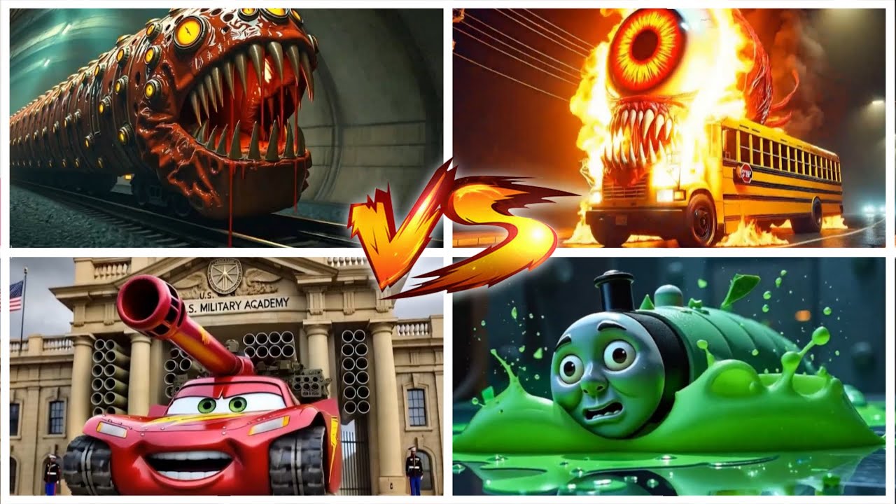 Train Eater vs Monster Bus vs McQueen vs Thomas &ndash; Music Race Begins!