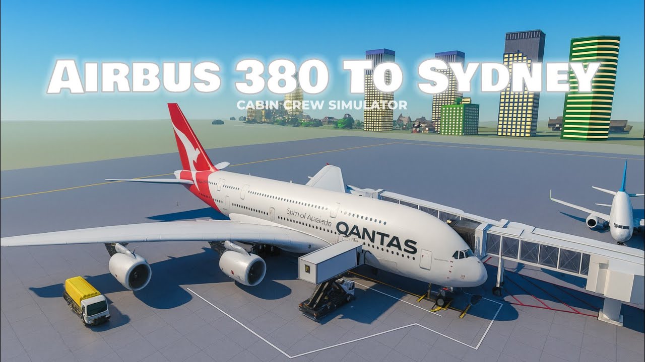 ROBLOX - Cabin Crew Simulator Airbus A380 Flight To Sydney Relaxing Gameplay