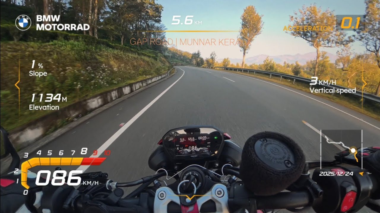 Gap road Munnar Kerala | GPS Stats | Insta360 X4 | Street Triple RS 765 | 1080P Only